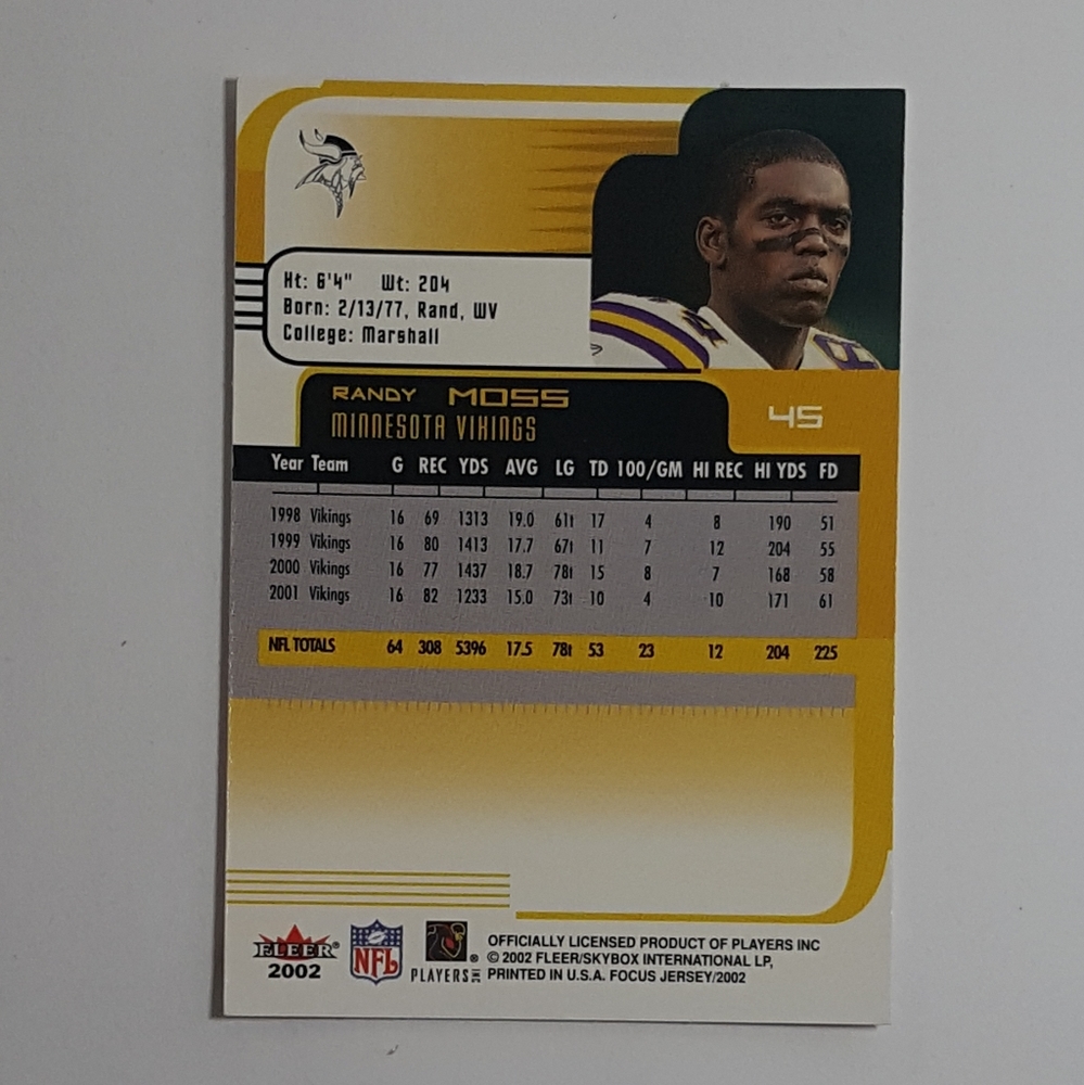 2002 Fleer Randy Moss - Picture 2 of 3